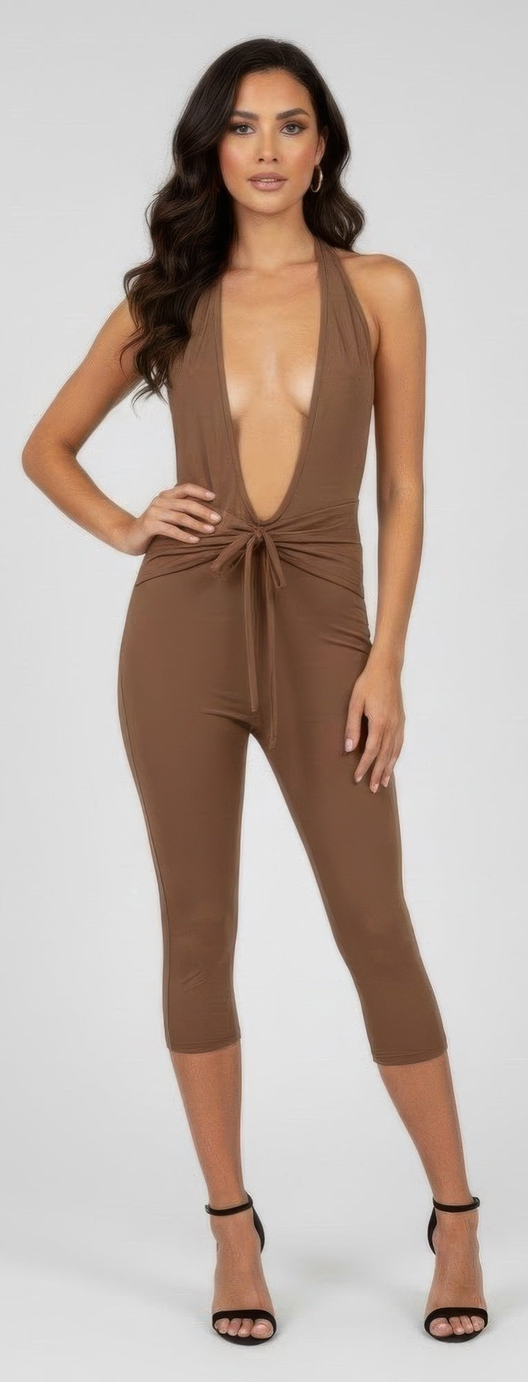 Cleo Women's Capri Jumpsuit | Open-Back Design, Adjustable Tie Neck - Image 2