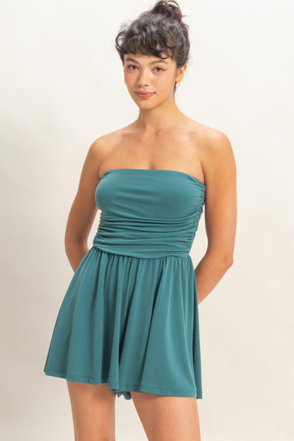 Women's Short Romper, Soft Stretch Sleeveless Summer Casual Playsuit, Dark Teal