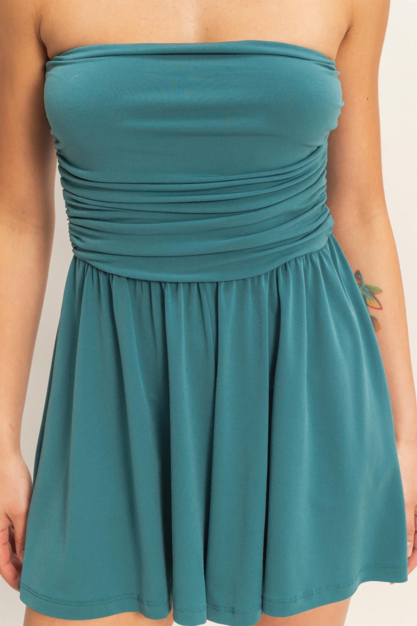 Women's Short Romper, Soft Stretch Sleeveless Summer Casual Playsuit, Dark Teal - Image 4