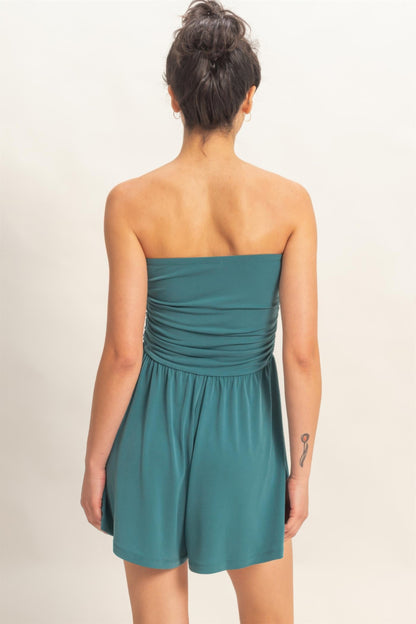Women's Short Romper, Soft Stretch Sleeveless Summer Casual Playsuit, Dark Teal - Image 5