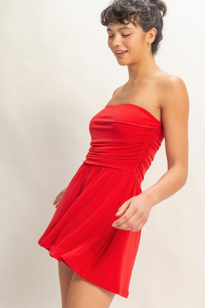Women's Short Romper, Soft Stretch Sleeveless Summer Casual Playsuit, Red - Image 3