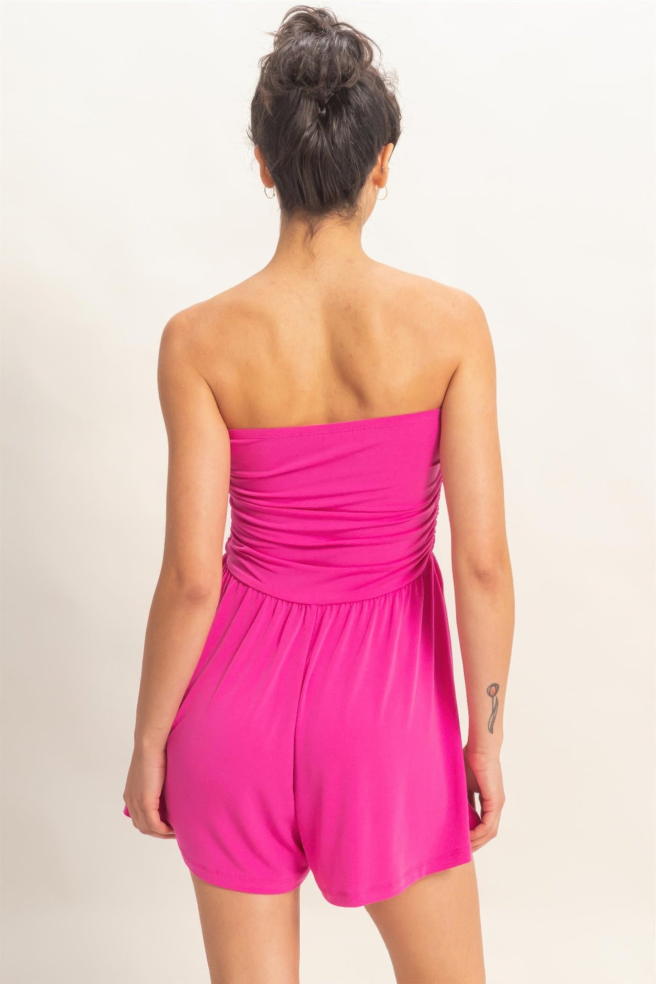 Women's Short Romper, Soft Stretch Sleeveless Summer Casual Playsuit, Fuchsia - Image 5