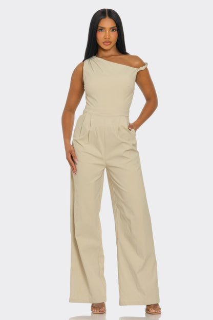 Cleo Women's Jumpsuit | One-Shoulder Design, Wide-Leg Trousers