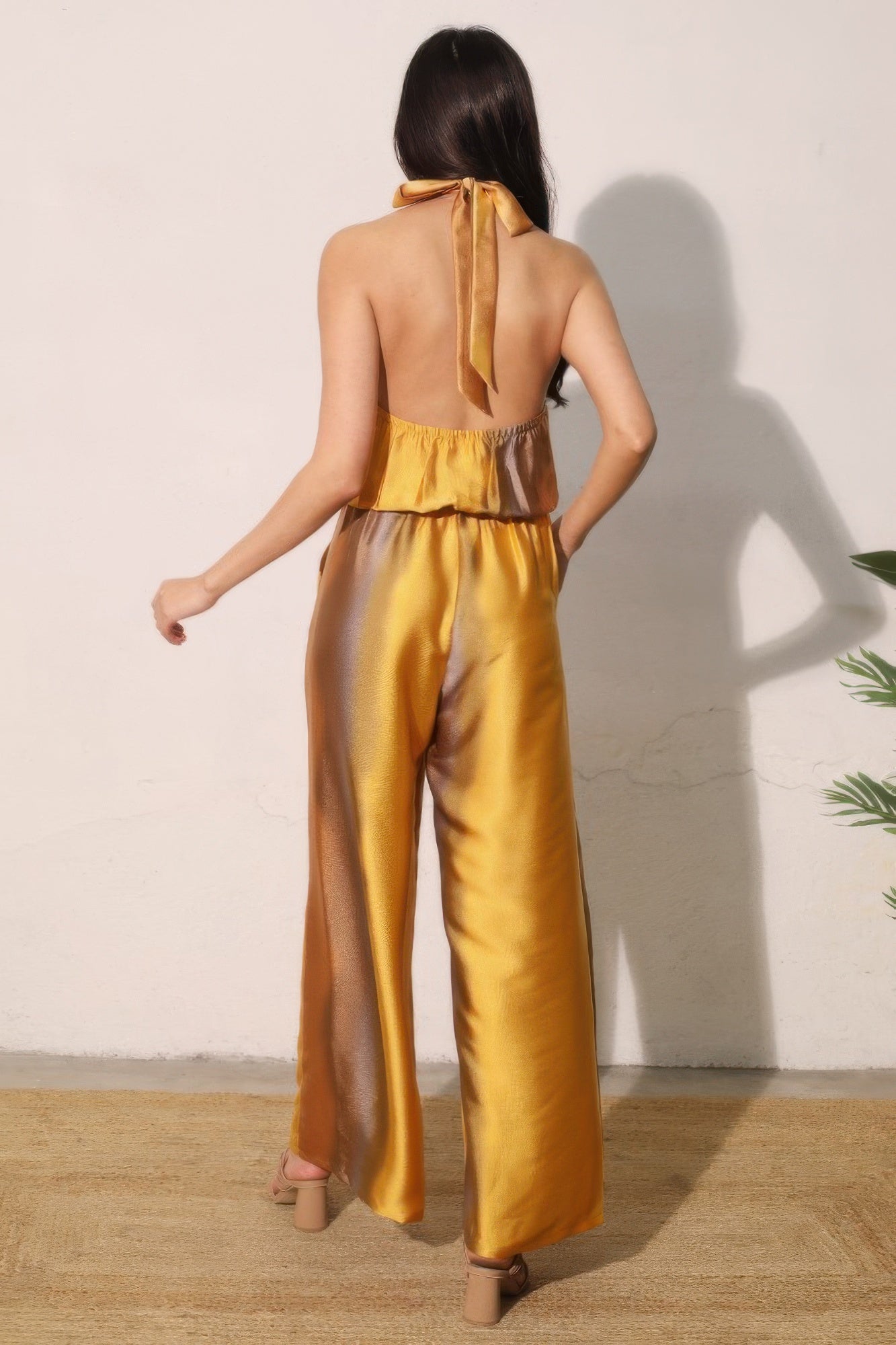 Olivia Women's Jumpsuit | Ombre Satin, Convertible Halter Wide-Leg - Image 4