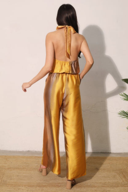 Olivia Women's Jumpsuit | Ombre Satin, Convertible Halter Wide-Leg - Image 4