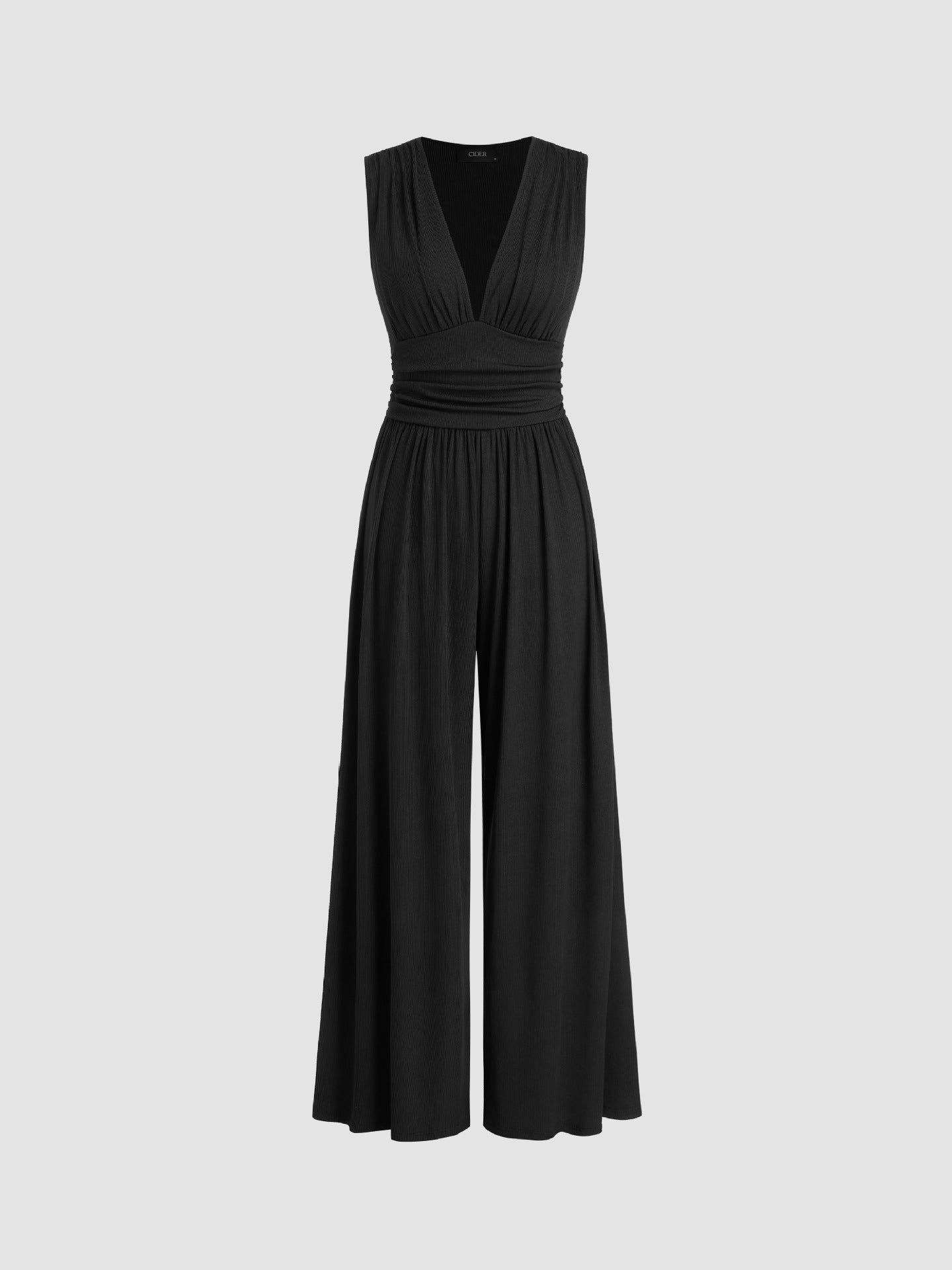 Women's Ribbed Sleeveless Wide-Leg Jumpsuit