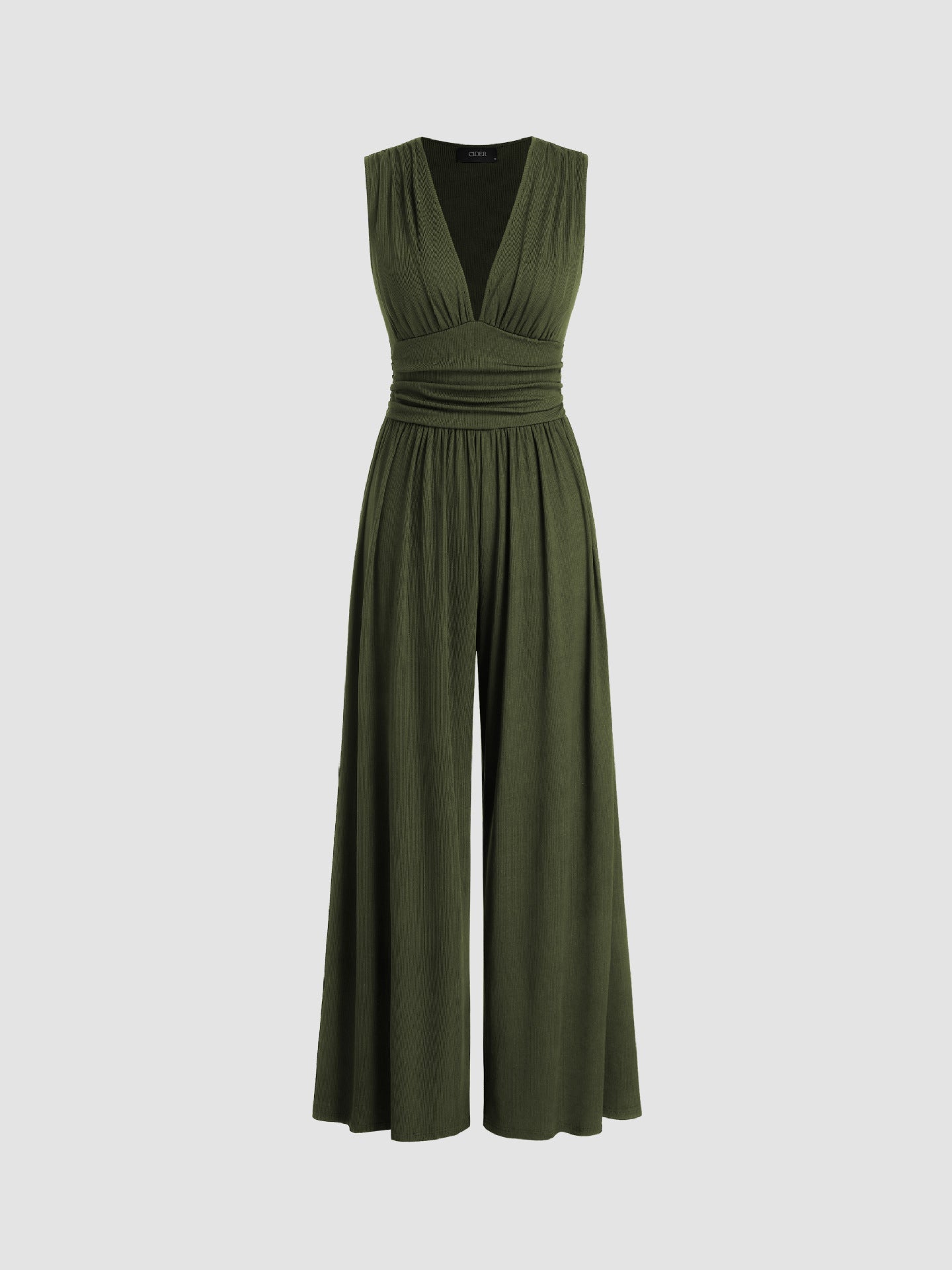 Women's Ribbed Sleeveless Wide-Leg Jumpsuit