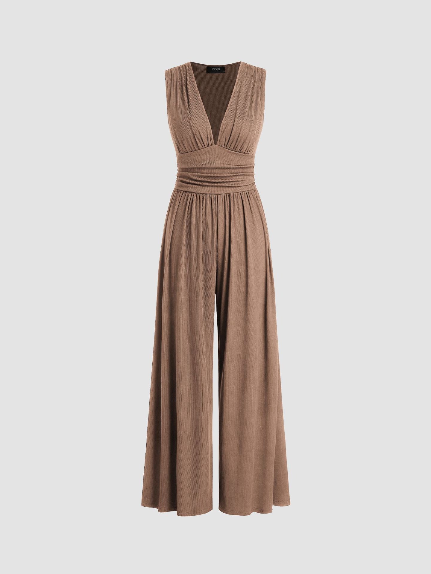 Women's Ribbed Sleeveless Wide-Leg Jumpsuit