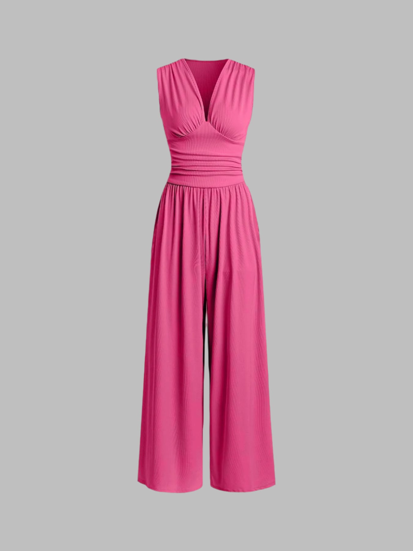 Women's Ribbed Sleeveless Wide-Leg Jumpsuit
