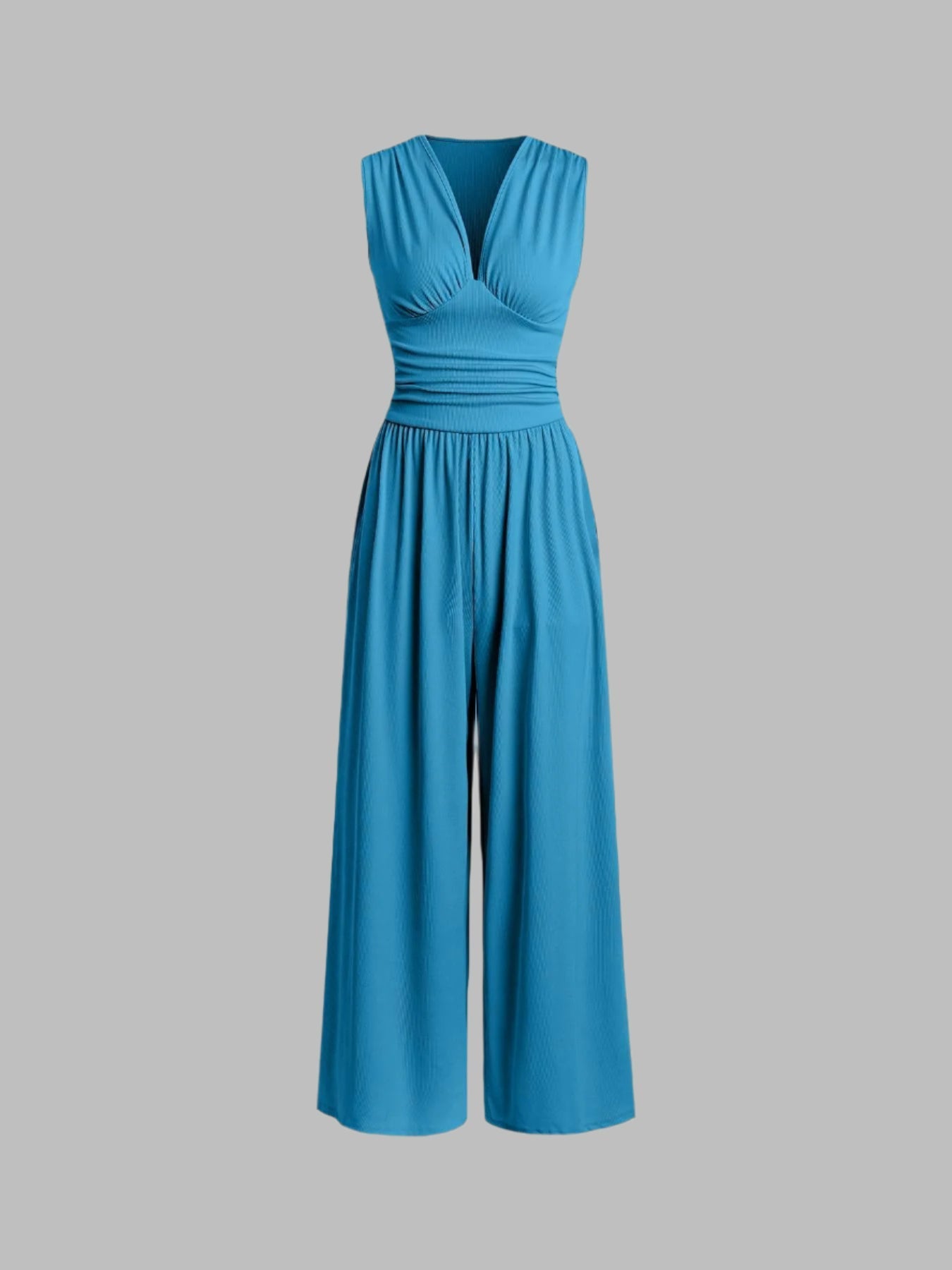 Women's Ribbed Sleeveless Wide-Leg Jumpsuit