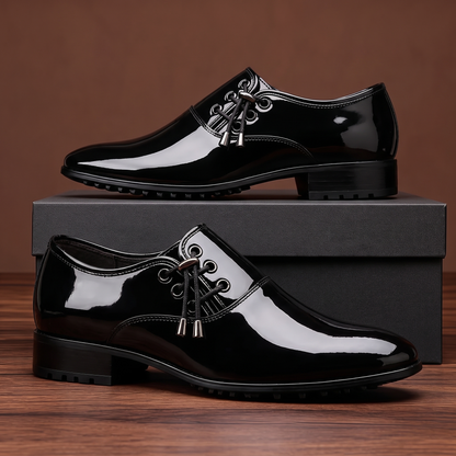 Men's Pointed-Toe Dress Shoes – front view | Hensley London
