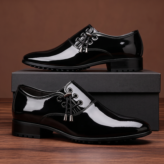 Men's Pointed-Toe Dress Shoes – front view | Hensley London