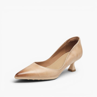 Women's Leather Pointed-Toe Kitten Heels – main view | Hensley London