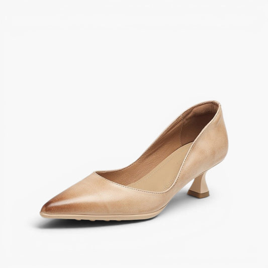 Women's Leather Pointed-Toe Kitten Heels – main view | Hensley London