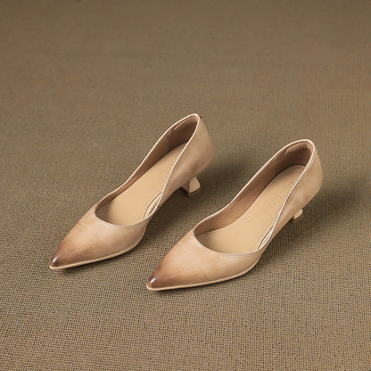 Women's Leather Pointed-Toe Kitten Heels – heel detail | Hensley London
