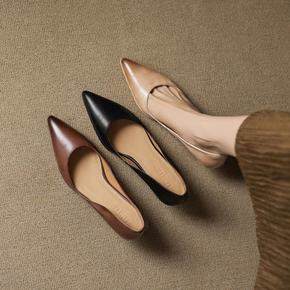 Women's Leather Pointed-Toe Kitten Heels – insole detail | Hensley London