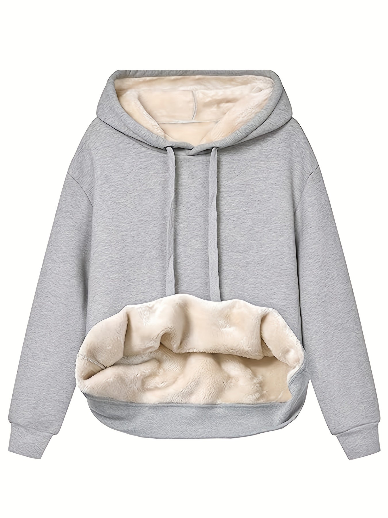 Women's Fleece Hoodie Grey Cozy Warm - 3