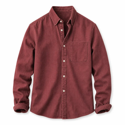 Men's Cotton Long-Sleeve Casual Shirt – front view | Hensley London