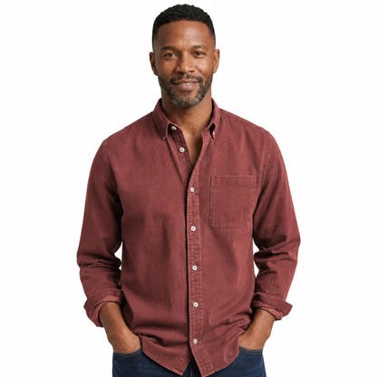 Men's Cotton Long-Sleeve Casual Shirt – detail view | Hensley London