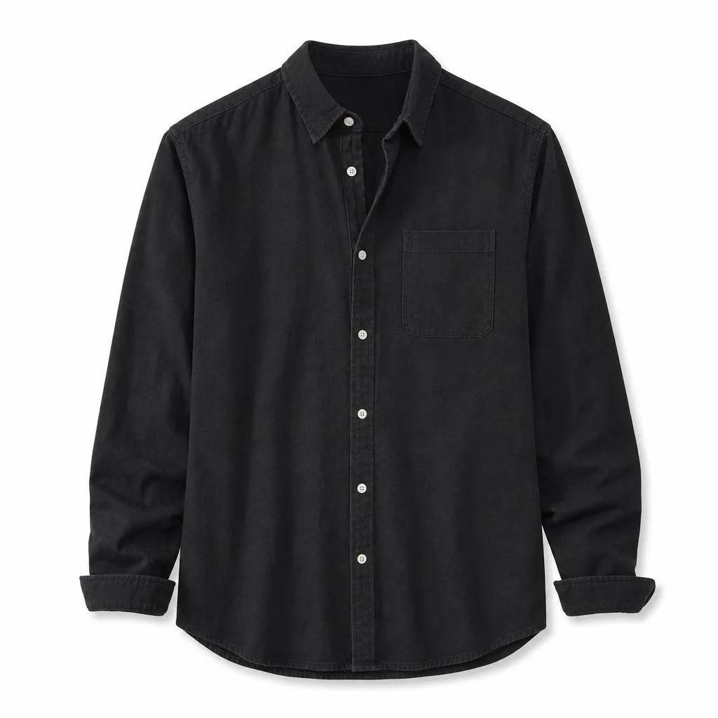 Men's Cotton Long-Sleeve Casual Shirt – product view | Hensley London
