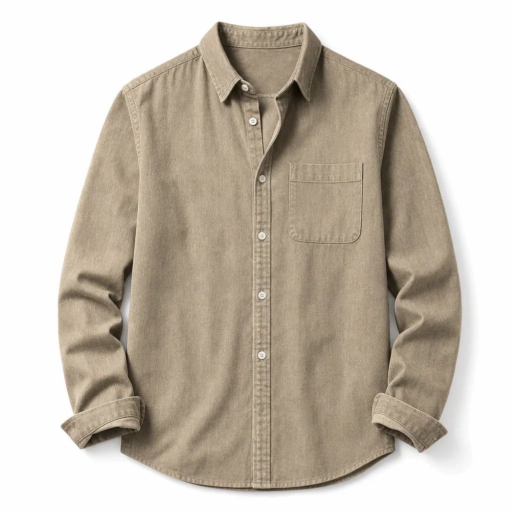 Men's Cotton Long-Sleeve Casual Shirt – back view | Hensley London