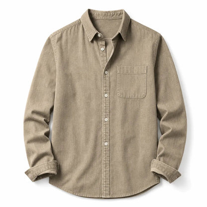 Men's Cotton Long-Sleeve Casual Shirt – back view | Hensley London