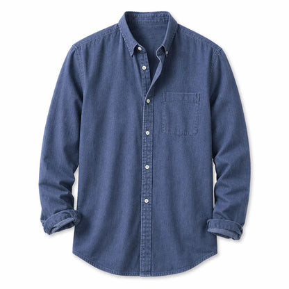 Men's Cotton Long-Sleeve Casual Shirt – detail view | Hensley London