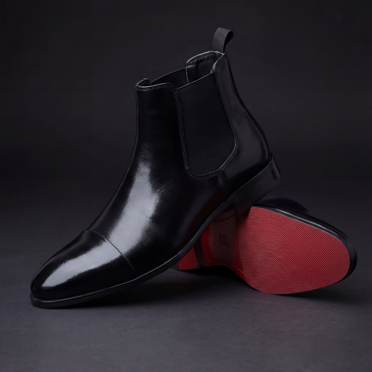 Men's Genuine Leather Cap-Toe Chelsea Boots – studio view 1 | Hensley London