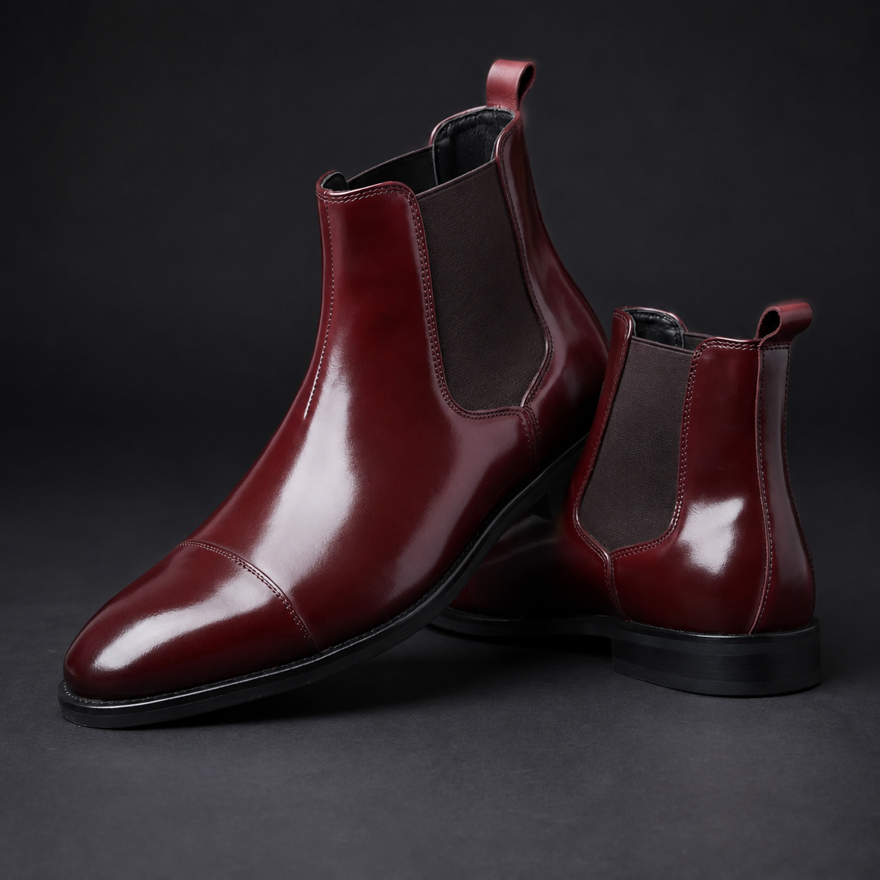 Men's Genuine Leather Cap-Toe Chelsea Boots – studio view 3 | Hensley London