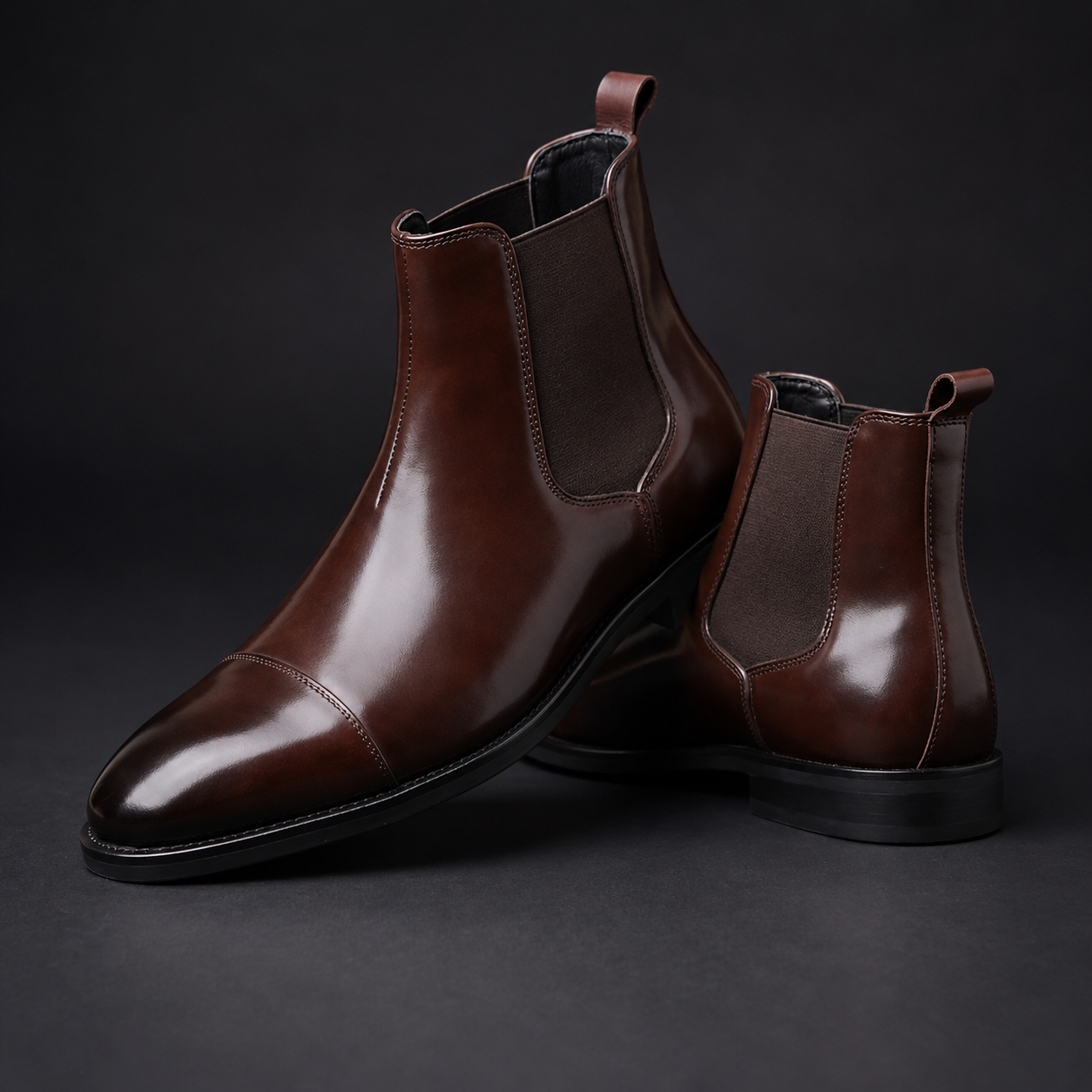 Men's Genuine Leather Cap-Toe Chelsea Boots – studio view 4 | Hensley London