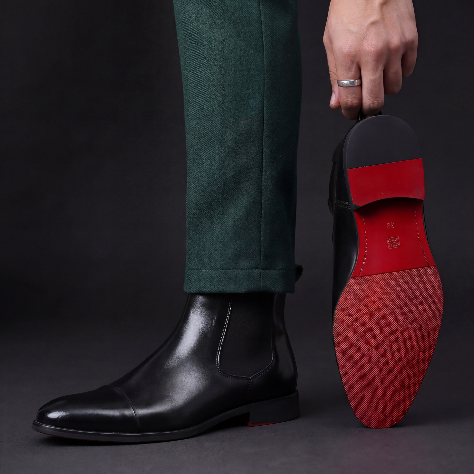 Men's Genuine Leather Cap-Toe Chelsea Boots – studio view 5 | Hensley London