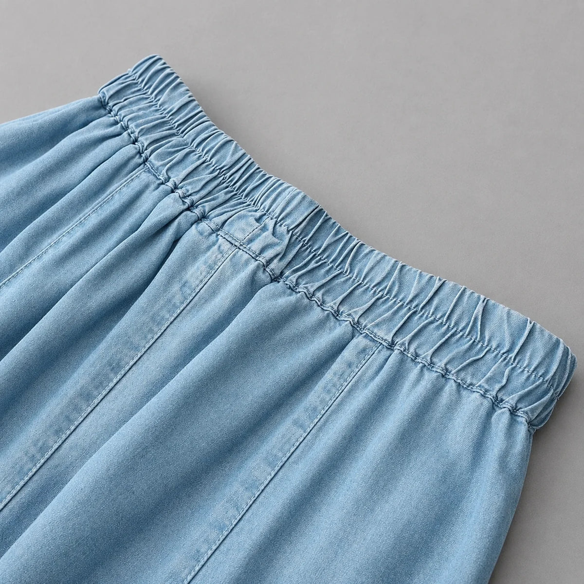 Women's Elastic-Waist Flowy Denim Skirt – product view | Hensley London