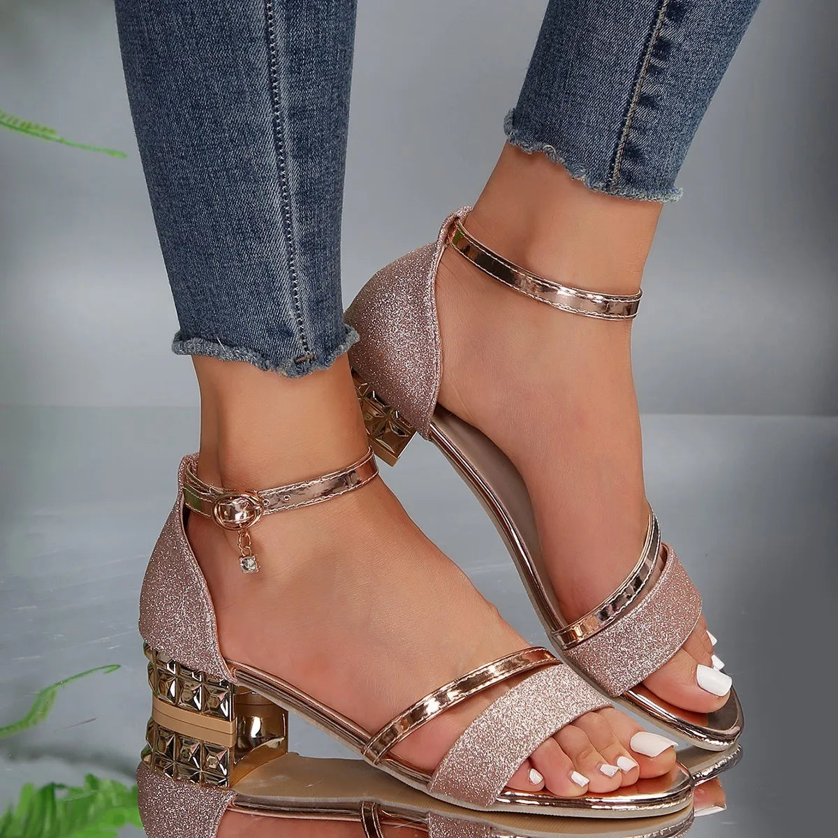Women's Sandals Beige PU Leather Orthopedic with Adjustable Straps - 4