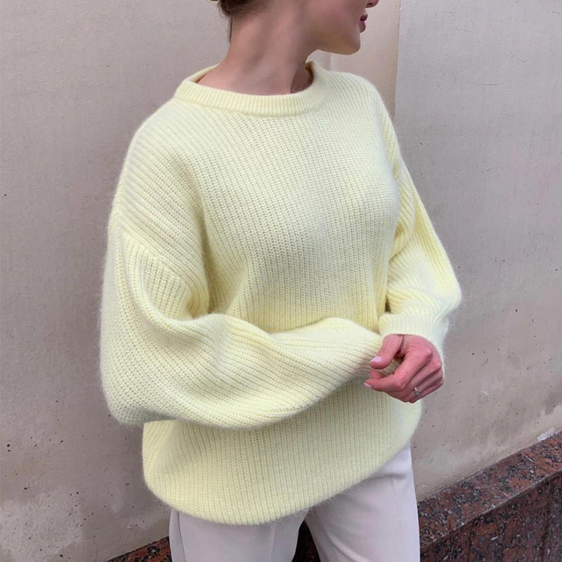 Candy-Colored Oversized Knitted Long Sleeve Pullover Sweaters 0