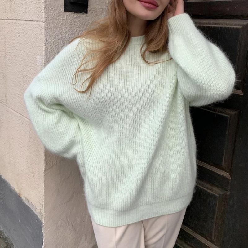 Candy-Colored Oversized Knitted Long Sleeve Pullover Sweaters 10
