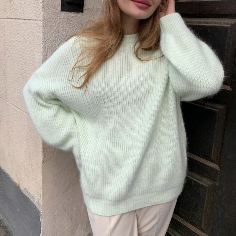 Candy-Colored Oversized Knitted Long Sleeve Pullover Sweaters 6