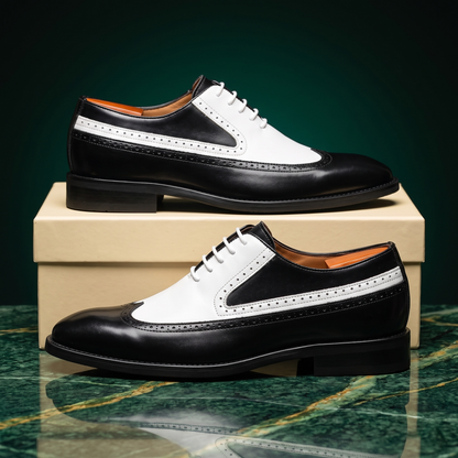 Men's Two-Tone Wingtip Brogue Dress Shoes – detail view | Hensley London