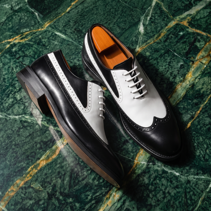 Men's Two-Tone Wingtip Brogue Dress Shoes – back view | Hensley London