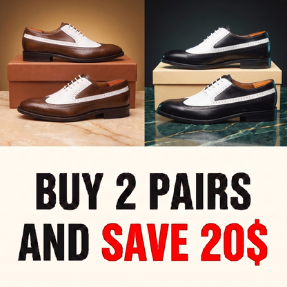 Men's Two-Tone Wingtip Brogue Dress Shoes – front view | Hensley London