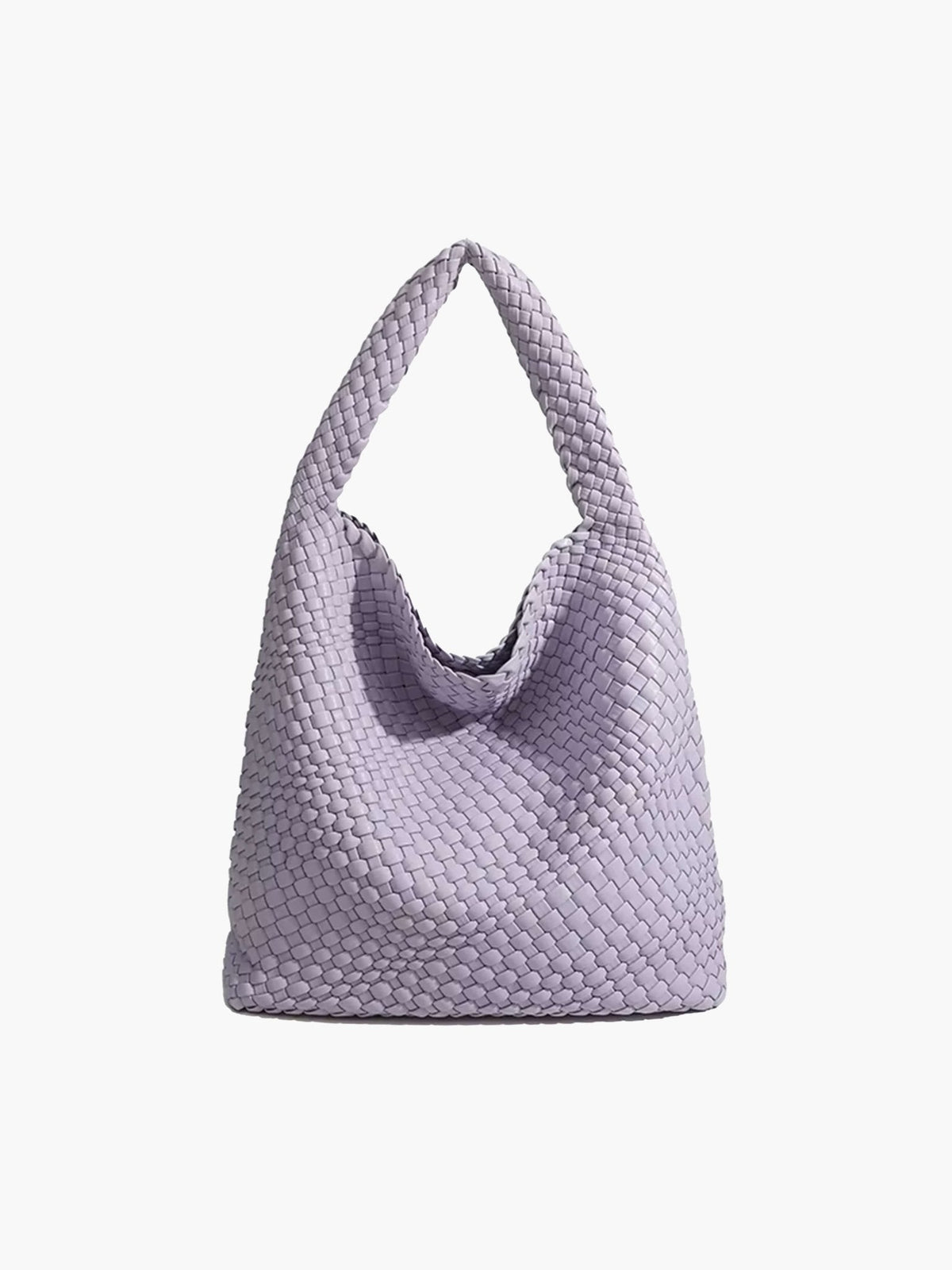 Women's Woven Faux Leather Medium Shopper Bag in Pastel Purple - product view | Hensley London