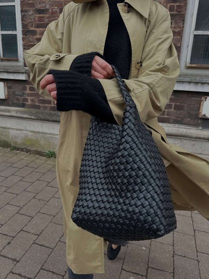Women's Woven Faux Leather Medium Shopper Bag - additional product view | Hensley London
