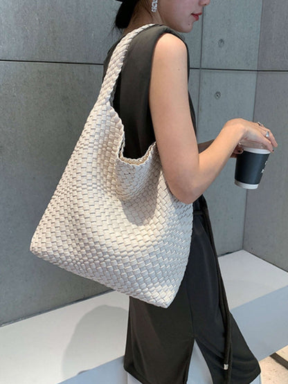 Women's Woven Faux Leather Medium Shopper Bag - additional product view | Hensley London