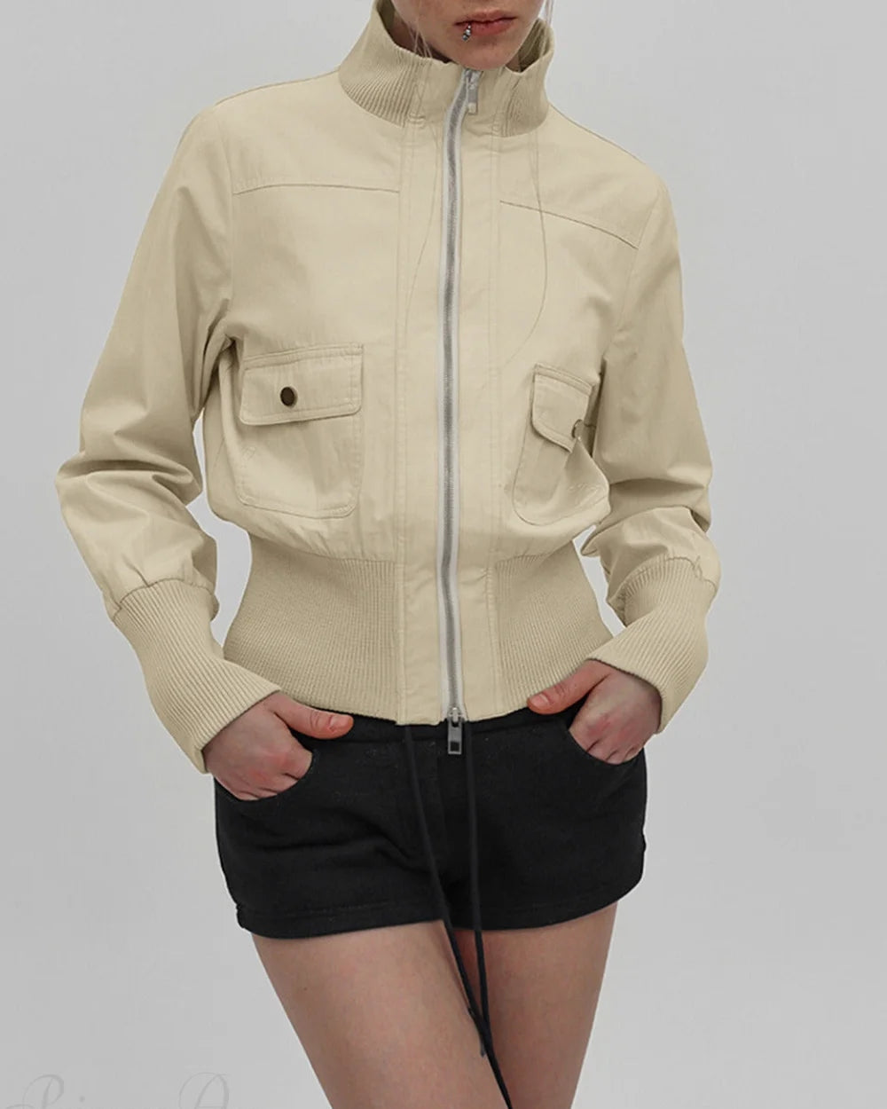 Cora Women's Casual Jacket | Slim Fit, Stand Collar 1