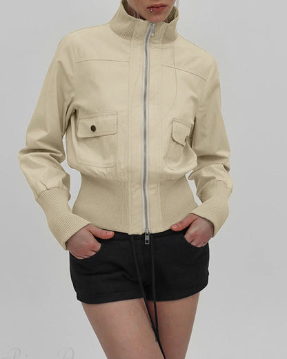 Cora Women's Casual Jacket | Slim Fit, Stand Collar 1