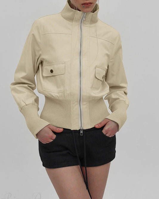 Cora Women's Casual Jacket | Slim Fit, Stand Collar 1