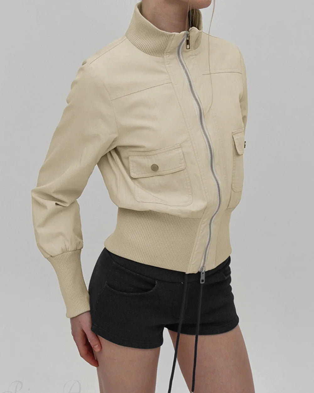 Cora Women's Casual Jacket | Slim Fit, Stand Collar 3