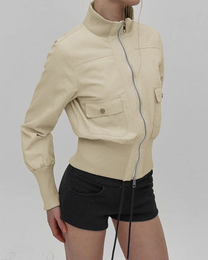 Cora Women's Casual Jacket | Slim Fit, Stand Collar 3