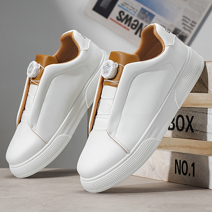 Men's Leather Low-Top Sneakers – product view | Hensley London