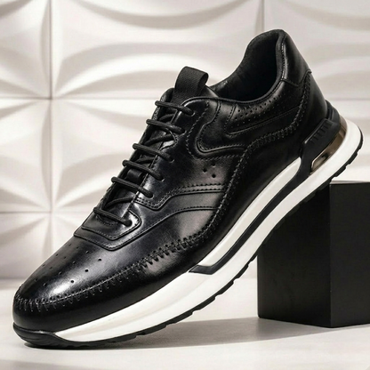 Men's Cowhide Leather Low-Top Sneakers – product view | Hensley London