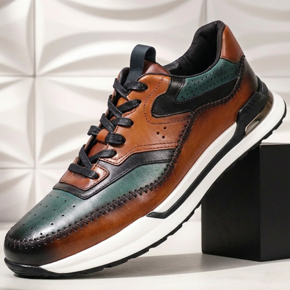 Men's Cowhide Leather Low-Top Sneakers – product view | Hensley London
